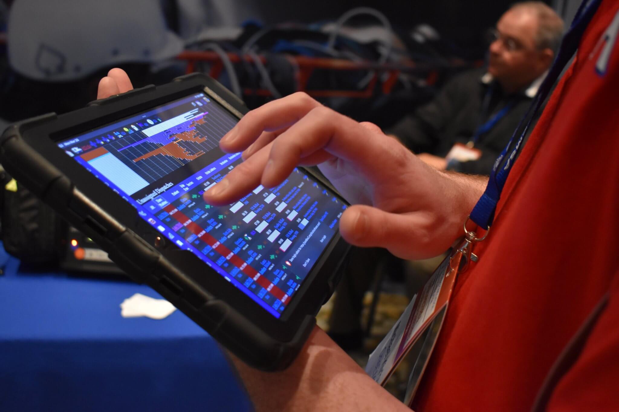 Tablet device showing the AngelTrack system
